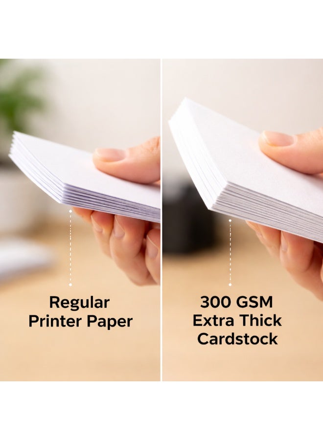 فيرستنوك ورق مقوى أبيض من فيرستنوك، مقاس A4 | 300 غرام/متر مربع، سميك للغاية، ناعم الملمس | ورق مقوى فاخر غير لامع للطباعة، والأعمال الحرفية، وبطاقات الدعوة، والمشاريع اليدوية، والمشاريع المكتبية والفنية - 50 ورقة - Image 5